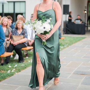 Azazie eucalyptus satin dress